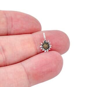 Estate Sterling Silver 925 Two-Tone Sunflower Charm